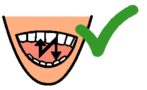 illustration of mouth with a green tick