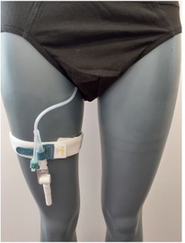 An image of a catheter valve on a mannequin