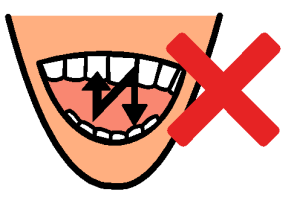 illustration showing a mouth with a red cross