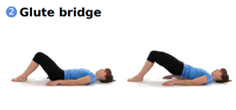 A woman performing glute bridge stretch.
