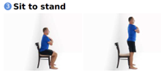 A man performing sit to stand stretch.