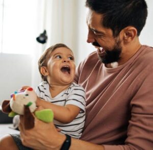 toddler and dad having a great time