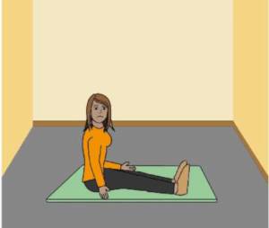 sat on soft mat