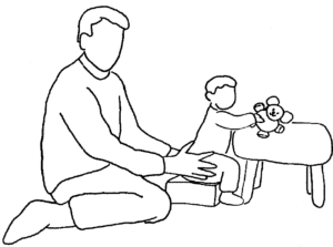 Sitting on a low chair / bench (box sitting)