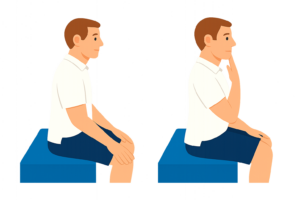 Illustration of the neck retraction exercise