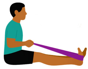Illustration of the calf stretch with towel exercise