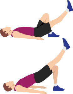 Illustration of the single leg glute bridge exrecise
