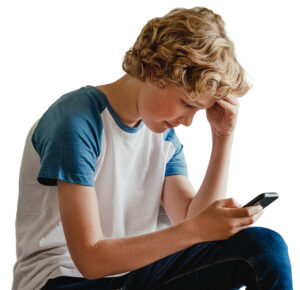 Boy looking at his phone