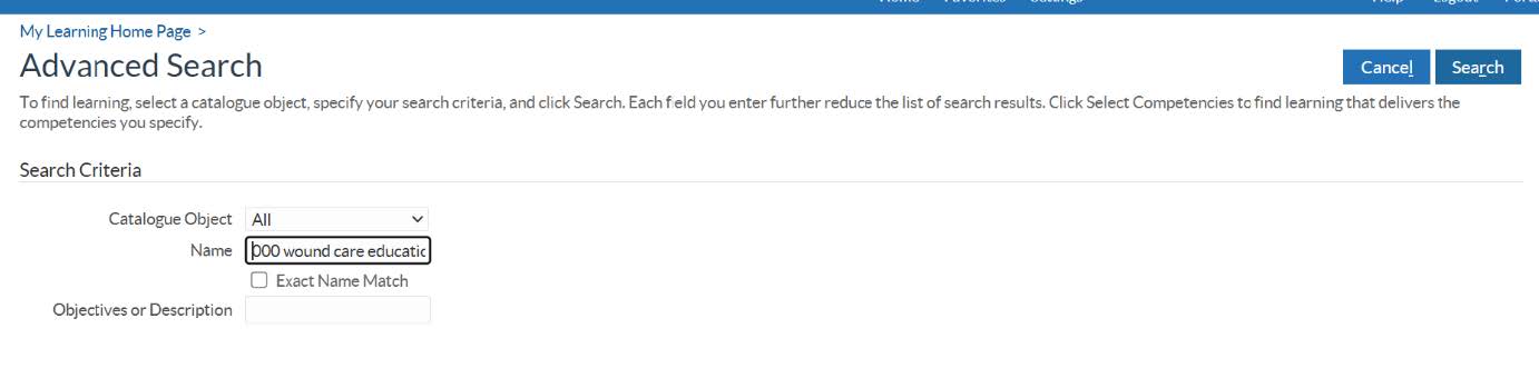 ESR screenshot showing the search function