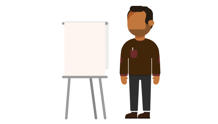 Man standing close to a white board